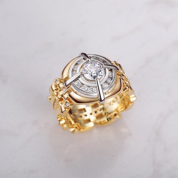 💞Shiny Advanced Zircon Watch Dial Fashion Tops Luxury Ring for Man,MARR9062 - Picture 4 of 6